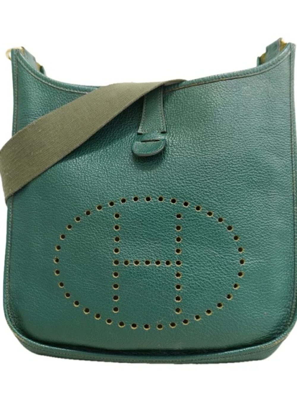 Authentic HERMES EVELYNE GM green Ardennes leather crossbody